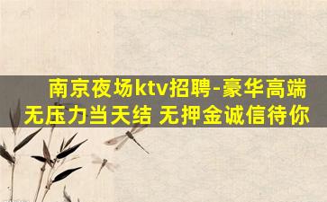 南京夜场ktv招聘-豪华高端无压力当天结 无押金诚信待你